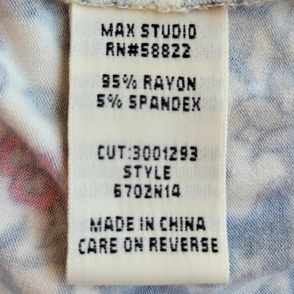 Max Studio Floral Fold-Over Maxi Skirt Size L White Multi Boho Casual Stretchy - Picture 8 of 10